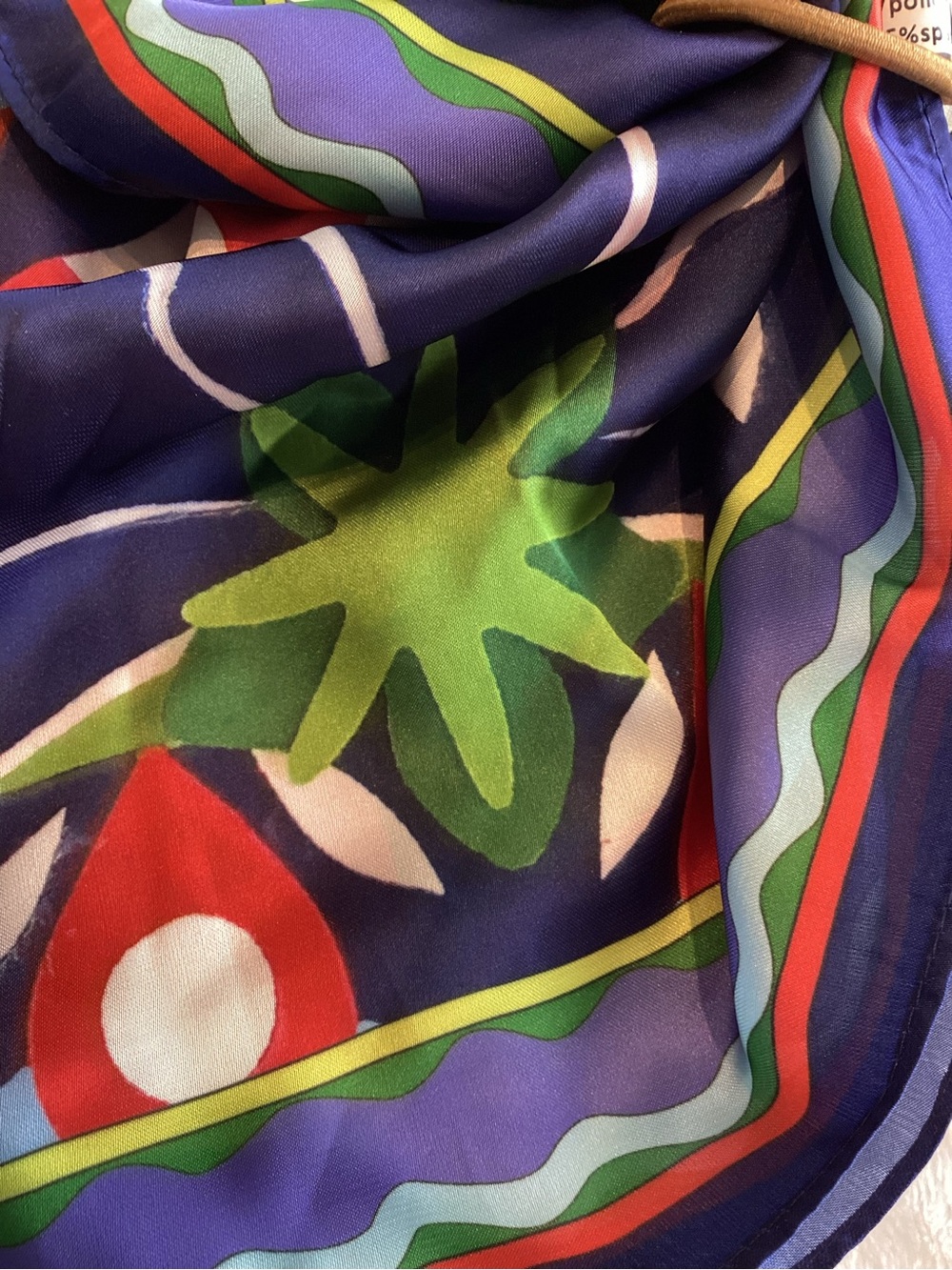 Anthropologie Silky Scarf Bag Head Hair Scarves New Blue and Red Floral Set of 2 - Picture 7 of 9